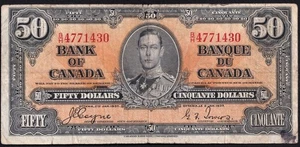 Canada 1937 $50 Fifty Dollar Banknote Coyne - Towers B/H 4471430 BC-26c - Bild 1 von 2