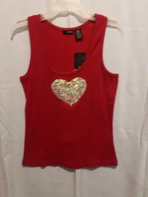 MIX IT 女士红色棉针织弹力亮片前背心上衣 XL 码全新 — 第 1/4 张图片