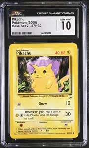 CGC 10 GEM MINT Pikachu 2000 Base Set 2 87/130 Pokemon Card - Picture 1 of 2