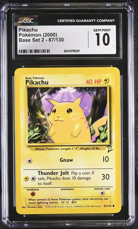 CGC 10 GEM MINT Pikachu 2000 Base Set 2 87/130 Pokemon Card - Image 1 of 2