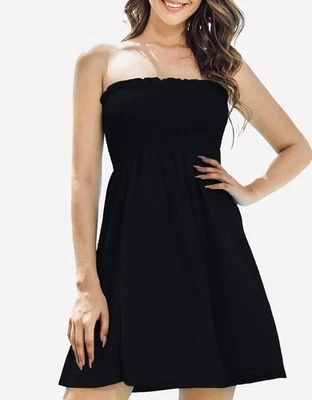 $24 XHILIATION VESTIDO DE VACACIONES NEGRO TUBO ELÁSTICO ENCUBRIMIENTO PLAYA PISCINA RESORT XL Foto 1 de 4