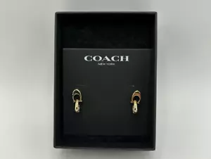 Coach Pierced Earrings Gold Tone (NIB) (M) - Picture 1 of 3
