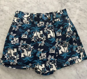 Vtg 70's T&C SURF HAWAII Women’s Blue Floral Hawaiian Wrap Shorts Size Large - Picture 1 of 9