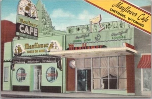 Postal de lino CHEYENNE Wyoming MAYFLOWER CAFÉ Street View / Lino MWM - Sin usar - Imagen 1 de 2