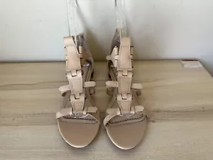 Pour La Victoire Womens Sz 8M Eleni nude leather Gladiator sandals - Picture 1 of 9