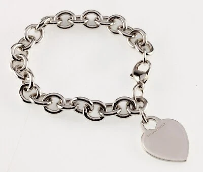 Tiffany & Co. Plata de Ley en Blanco Corazón Etiqueta Pulsera - Imagen 1 de 4