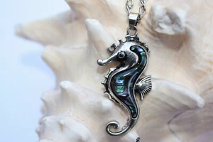 P069 Muschel Perlmutt Perlen Schmuck Anhänger Collier mit Schnur Halskette Kette - Bild 1 von 1