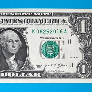 August 25, 2016 (К 08252016 A) BIRTHDAY Note $1 One Dollar Bill *UNC* - Picture 1 of 4