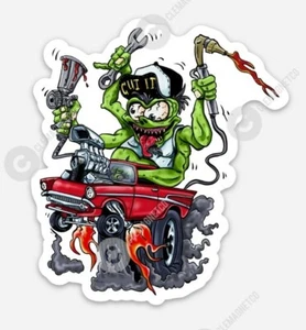 Hot Rod Custom STICKER - Muscle Vintage Mr. Gasser 1957 Chevy Classic Rat Fink - Picture 1 of 1