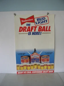 1990 Bud Light Draft Ball Poster New Old Stock 19 x 30 Zoll  - Bild 1 von 3