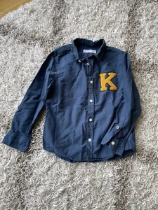 Zara Monogram K Shirt Button Down Polo Appliqué Boy Small 6/7 - Picture 1 of 5
