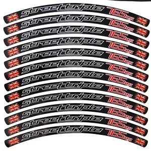 Street triple 765 RS cerchio ruota adesivi grafici decalcomanie x 12 pezzi - Foto 1 di 3