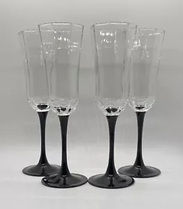 Set di 4 Occhiali Champagne Arcoroc Luminarc France Black Stem Octime 8 5/8"" Alti - Foto 1 di 11