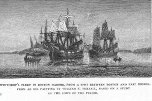SEGELSCHIFF POSTER 1718 Winthrop's Fleet Boston Harbor - Bild 1 von 1