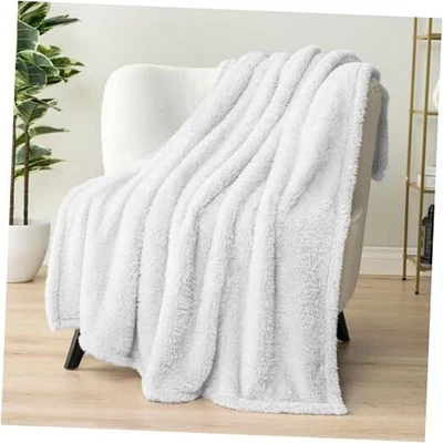  Manta Sherpa para sofá sofá mullida cálida de felpa - 50x60 blanca Foto 1 de 4