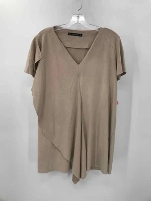 Vestido Zara Basic Tostado Talla Mediana Gamuza Cambio Hasta la Rodilla Manga Corta Usado Foto 1 de 3