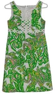 Abito donna taglia 0 Lilly Pulitzer Rosie Shift verde bianco vedere elefanti rosa - Foto 1 di 3