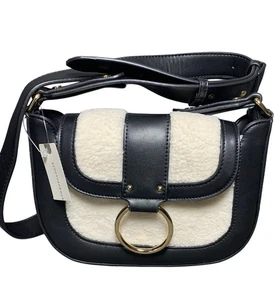 Anthropologie Antik Kraft Umhängetasche schwarz Sherpa neu mit Etikett - Bild 1 von 13