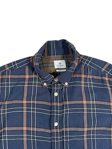 Camisa Paul Smith Para Hombre Azul Estampado a Cuadros Manga Larga Ajuste a Medida - Talla Mediana - Imagen 1 de 10
