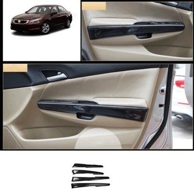 Cubierta interior del panel de la puerta de fibra de carbono de acero inoxidable para Honda Accord Crosstour 2008-2012 Foto 1 de 4