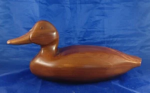 Hand Carved Wooden Duck Decoy, Beautiful Wood, Marked JC, 14 1/2" x 7" x 5" - Picture 1 of 11
