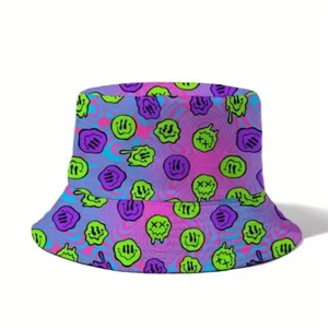 1pc Acid man Print Reversible Polyester Bucket Hat, 100% Polyester, Festival fun - Picture 1 of 5