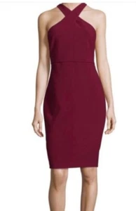 Likely Carolyn Knit Sheath Dress Cranberry Sz 2 cocktail party Cross Halter $188 - Picture 1 of 9