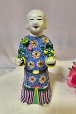 18th Cent Chinese Porcelain Laughing Boy Famille Rose Figure/Incense Burner-READ