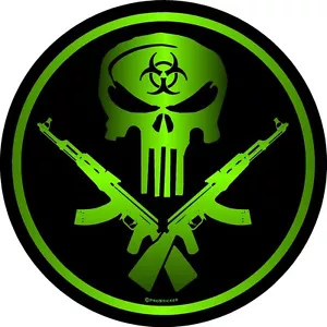 1337 ProSticker (One) 4" Zombie Guns Decal Sticker Sniper Skull Bio Hazard - Picture 1 of 1