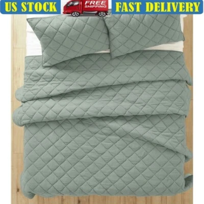Edredón de Gasa Diamante Suave Transpirable Reversible King Textura Arrugada Algodón Nuevo Foto 1 de 4