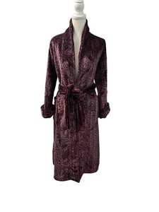 Natori Private Luxuries Leopard Animal Print Ultra Soft Fleece Long Robe M - Picture 1 of 9