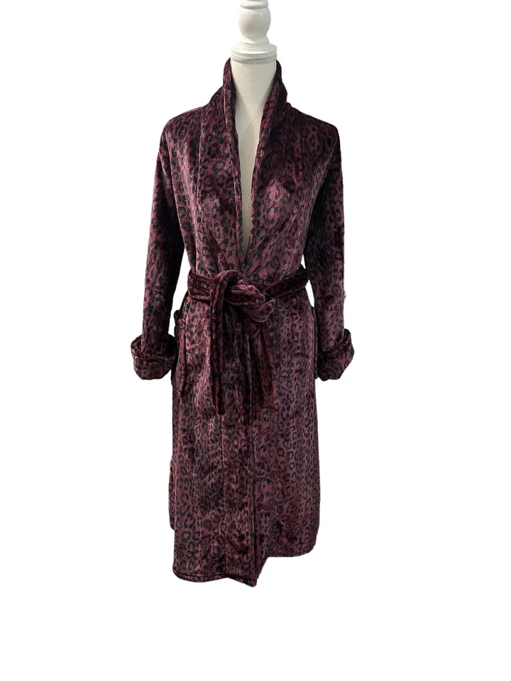 Bata Larga Polar Ultra Suave Estampado Animal Leopardo Natori Private Luxuries M Foto 1 de 4