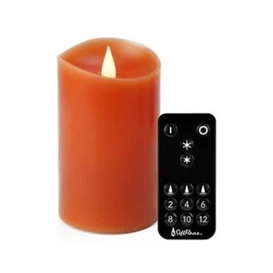 LED flammenlose Kerze orange Halloween Deko Weihnachten Echtwachs Säule Fernbedienung BS4 - Bild 1 von 9