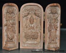 China Boxwood wood animal dragon Guan Yu tara goddess Buddha Three open boxes