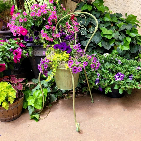 Antique Style Wrought Iron Metal Chair Garden Planter Cover