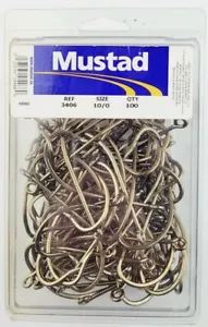 Gancho Mustad 3406 / 3407-BR O'Shaughnessy (tamaño: 10/0, Cantidad: 100 piezas) STOCK DE NORUEGA - Imagen 1 de 8