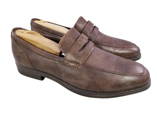 ECCO SCARPE UOMO MOCASSINI PENNY PELLE MARRONE TAGLIA 41 8 USATE IN OTTIME CONDIZIONI