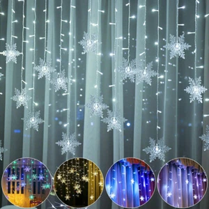 Waterproof Lights Connectable Window Fairy Outdoor Snowflake Indoor LED Flashing - Picture 1 of 16