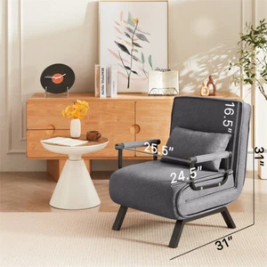 Convertible Chair Bed Sleeper 5 in 1 Folding Chair Bed w/Adjustable Backrest - Picture 1 of 17