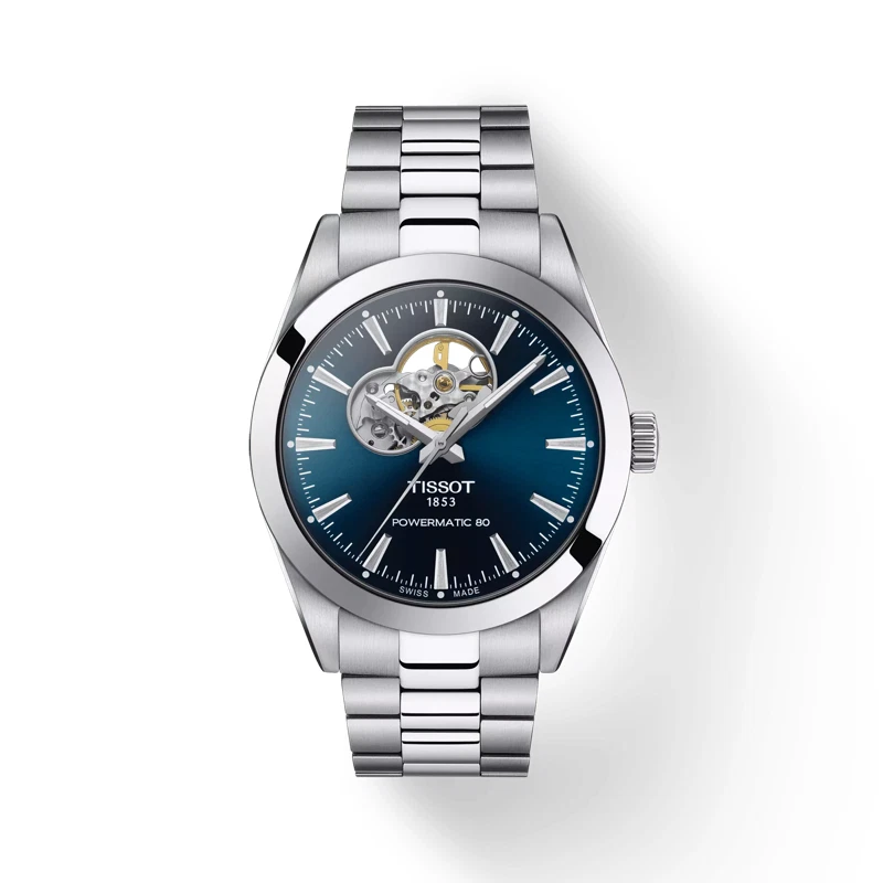 Reloj Tissot Gentleman Powermatic 80 corazón abierto 40 mm esfera azul T1274071104101 Foto 1 de 1