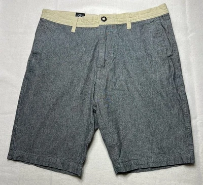 Volcom Chino Shorts Men’s Size 33 Brown Skate 10” Inseam Slate Gray / Beige - Image 1 of 4