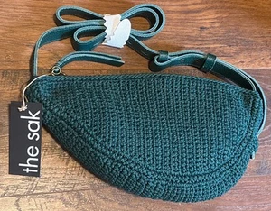 The Sak "Tess" Sling Bag grün gehäkelt verstellbar Crossbody Leder Adj. Armband - Bild 1 von 7