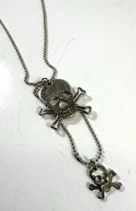 TBOT Double skull pendant silver punk unixex Necklace Claire’s Jewelry - Picture 1 of 3