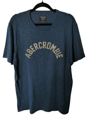 Camiseta ABERCROMBIE AND FITCH Talla XL Logotipo Spellout Camiseta Top Azul Para Hombre Foto 1 de 4
