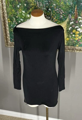 Ralph Lauren Black Label Size Small Boatneck Mini Dress Side Long Silver Zippers - Image 1 of 4