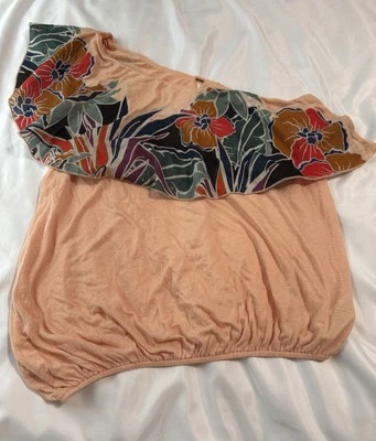 Camisa grande Free People para mujer UN HOMBRO melocotón playa tropical costera Foto 1 de 4