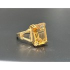 Natural Citrine Sterling Silver Gold Vermeil Emerald Cut Citrine Statement Ring