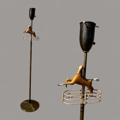 53in Rembrandt Lamps Floor solid brass jump horse antique lamp MCM western RARE - Image 1 of 4