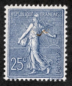 France Sc 141 Dull Blue 25c 1903 Original Gum Hinge Remnant - Picture 1 of 1