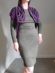 Purple Open Knit Crochet Zombie Shrug Sweater - Picture 1 of 13